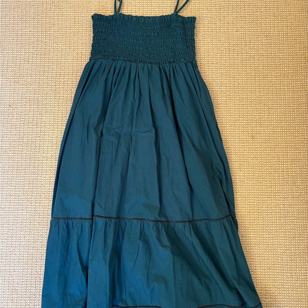Teal Strap Smocked Maxi Dress - Women